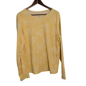 Hang Ten Womens XL Yellow Floral Long Sleeve Top shirt UV Protection Zipper Pock
